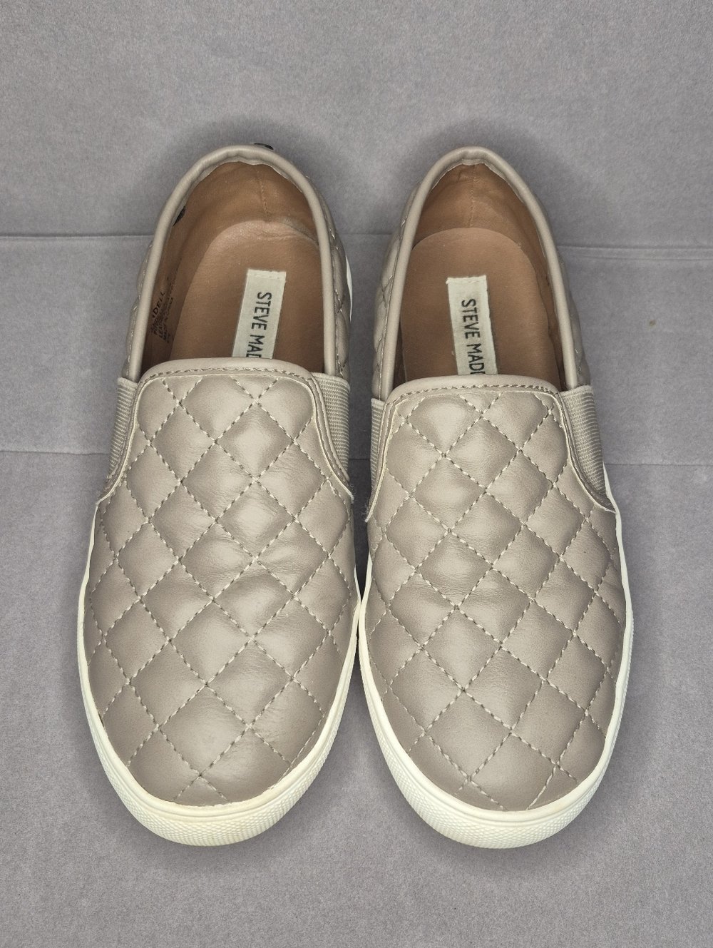 Steve Madden Quilted Slip-On Sneakers - Taupe/Beige